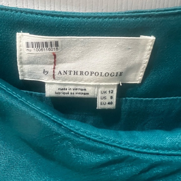 Anthropologie Teal Silk Skirt size 8 - Picture 5 of 10